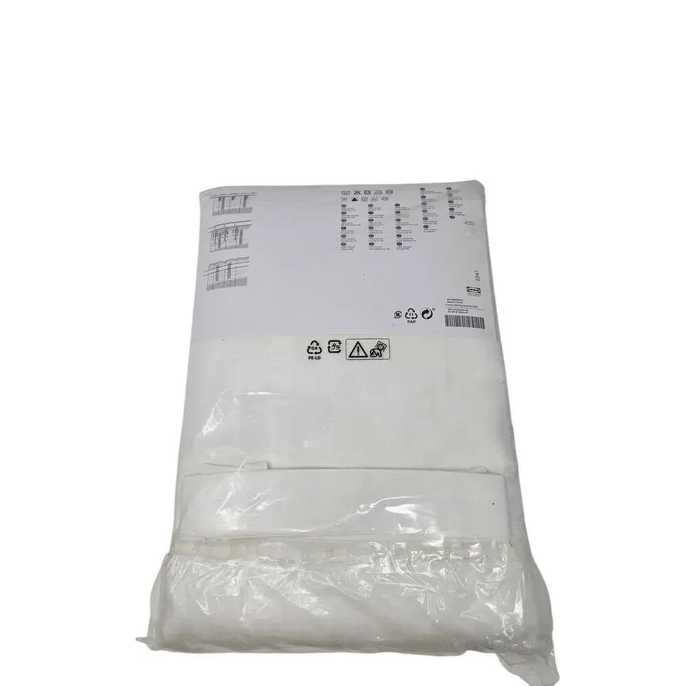 NEW Ikea Ritva 2 Panel Cream White Curtains Cotton Minimalist Coastal - Picture 2 of 3